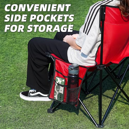 Portable Soccer Team Bench 6 Seats with Bag - Red, No Assembly, Foldable & Comfortable