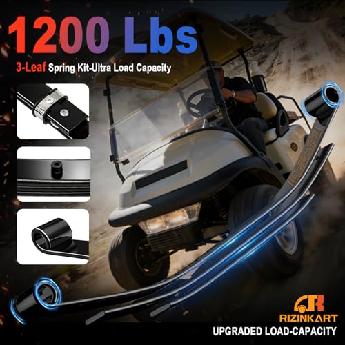 Heavy-Duty 3-Leaf Golf Cart Rear Leaf Springs Kit for EZGO TXT & Medalist