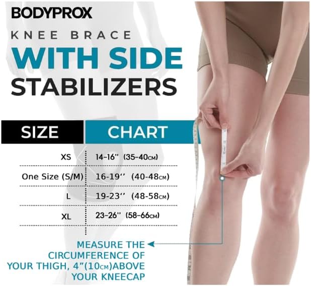 Bodyprox Knee Brace - Enhanced Support with Side Stabilizers & Patella Gel Pads | Adjustable Fit