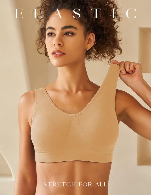 Skiennix Women's Sports Bras - Yoga Comfort Seamless Stretchy 3-Pack in Assorted Colors