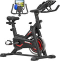GOFLYSHINE Black Stationary Exercise Bike with LCD Monitor & Adjustable Seat