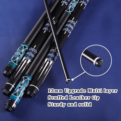 Glass Fiber Pool Cue Set - 58 Inch 2-Piece Professional Billiard Cue with Case & Glove - Variation Cue Set A