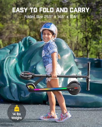 FanttikRide C9 Pro Kids Electric Scooter Black - Adjustable Height, Rainbow Lights, 5 Miles Range