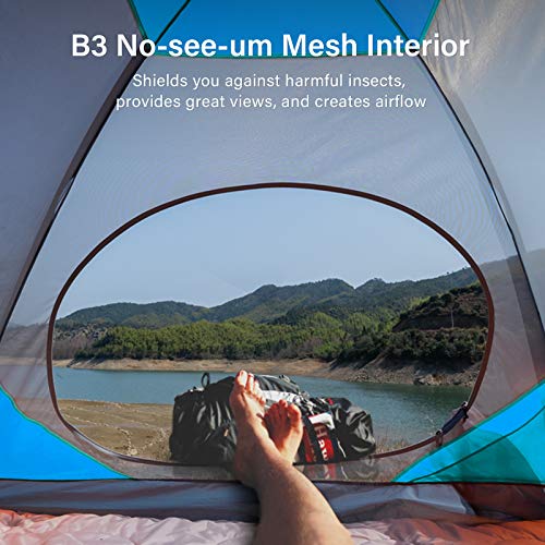 BISINNA 4-Person Blue Camping Tent Waterproof Lightweight Family Tent