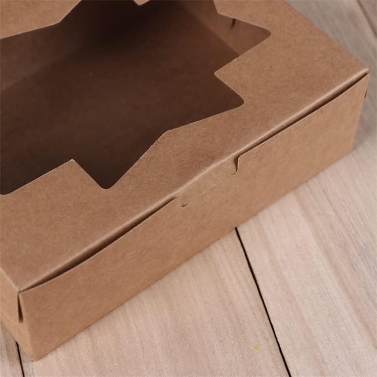 Wei Long 20-Piece Cookie Boxes - 8x6x2.5 Inches | Stylish Window Bakery Treat Boxes for Muffins & Donuts