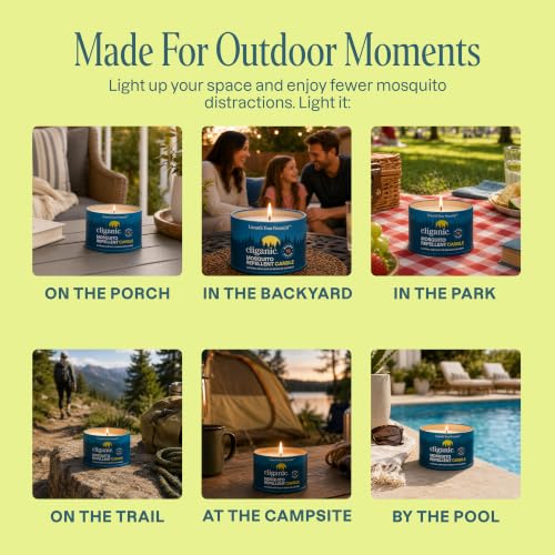 Cliganic Citronella Candle Set - Outdoor Mosquito Repellent 4 Pack, 4oz Each