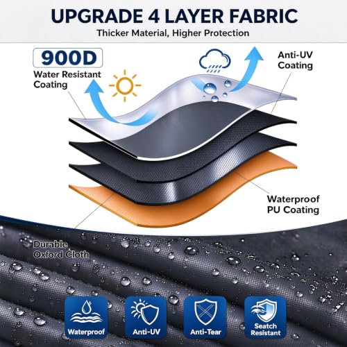 Lanlelin 900D Waterproof Boat Cover 14'1"-17' Heavy Duty Marine Tarp