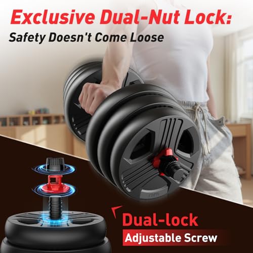 FITPLAM 35LB Adjustable Dumbbell Set 5-in-1 Home Gym Weights for Men Women