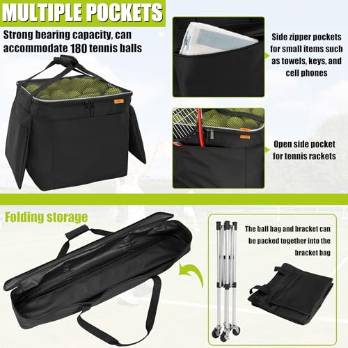 Foldable Tennis Ball Cart with Large Capacity & Lightweight Aluminum