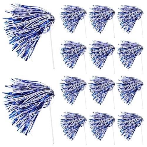 Blue and White School Spirit Shakers Bulk - 20 Pcs Cheerleading Pom Poms