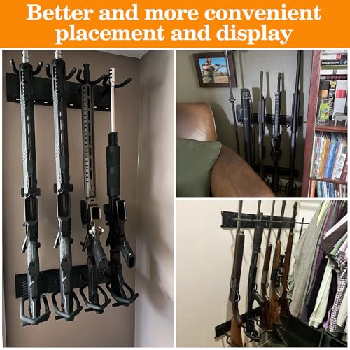 Heavy Duty Steel Gun Wall Rack 8-Slot Adjustable Indoor Mount for Rifles & Shotguns