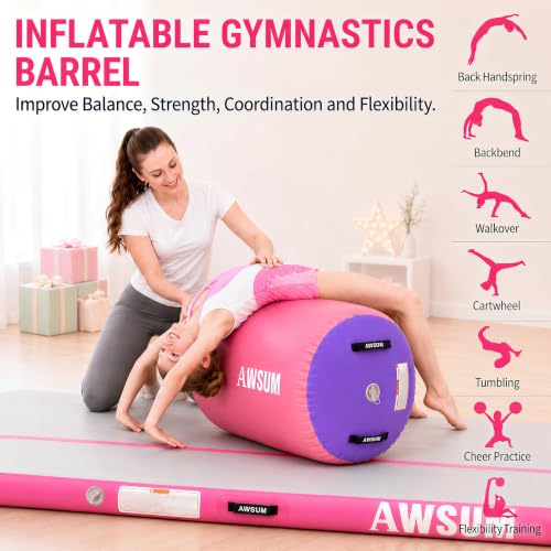 AWSUM Pink & Purple Gymnastics Air Barrel Tumbling Trainer 47.3 x 29.5 inches