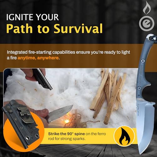 Ambidextrous Scout Feather Fixed Blade Survival Knife with Firestarter, G10 Handle