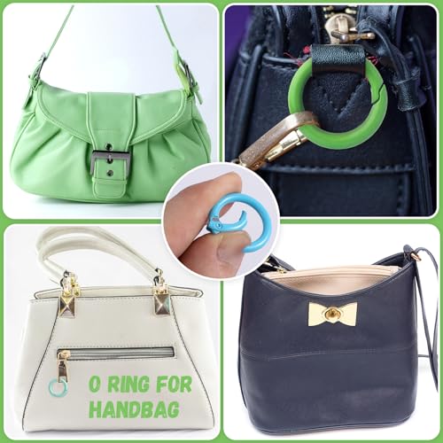 12 Colors Spring O Rings Keychain Carabiner Clips Alloy Trigger Buckle DIY Accessories - 24mm