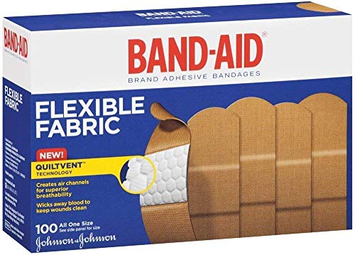 Flexible Fabric Adhesive Bandages 1x3 Inches - Sterile, Beige, Box of 100