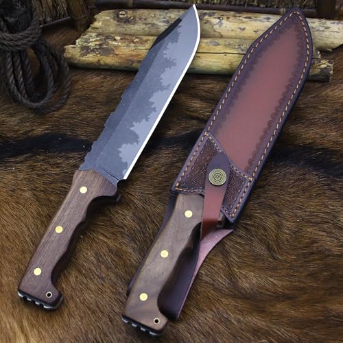 Fixed Blade Hunting Knife with Steel Sheath - 36cm Full Tang Outdoor Survival Knife