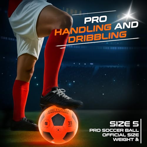 Glow in the Dark Soccer Ball Size 5 - Kids & Teens Outdoor Sports Toy