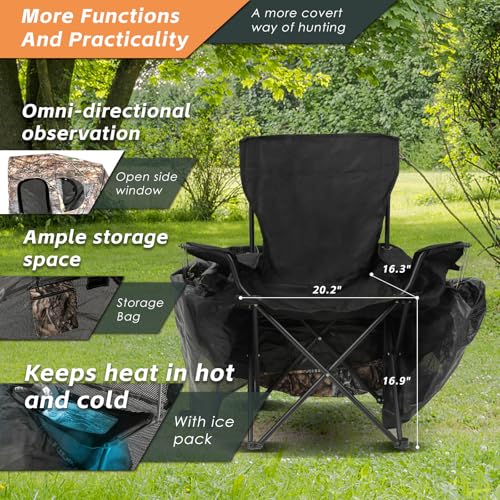 FUNHORUN See Through Hunting Chair Blind - 1 Person Ground Camouflage Tent