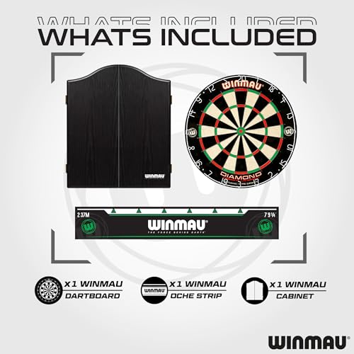 Winmau Diamond Plus Dartboard Cabinet Set - Bristle Dartboard & Accessories
