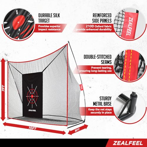 Golf Practice Net 10x7 ft with Chipping Net & Accessories for Backyard Training