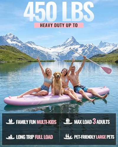 Inflatable Paddle Board 11'6" Extra Wide 450lbs Capacity - Gradient Rose Pink
