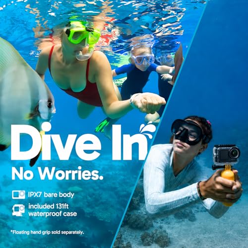 4K Action Camera with Touch Screen, EIS, Waterproof & Remote - 20MP