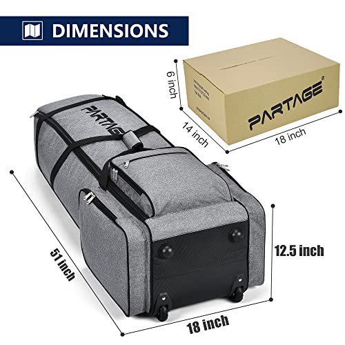 Partage Gray Golf Travel Bag with Wheels - Heavy Duty 600D Oxford Case