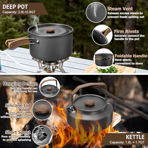 18-Piece Camping Cookware Set with Utensils - Portable Outdoor Cooking Kit