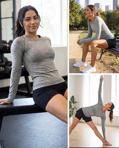 Stelle Women's Seamless Long Sleeve Workout Top - Small Grey Activewear