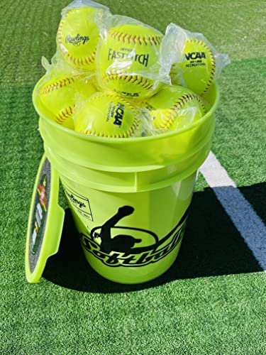 Rawlings 2023 Practice Softballs Bucket | 18 12" Synthetic Cover Youth