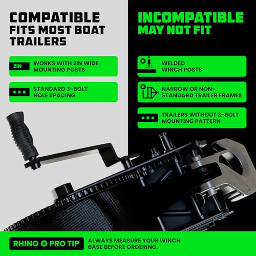 Black Rhino USA 2-Speed Boat Trailer Winch - Corrosion-Resistant Heavy Duty Handle