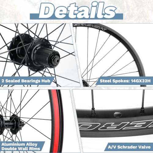 29 Inch MTB Wheel Set with Aluminium Alloy Double Wall Rims for Disc Brake Bikes - Rear Variation