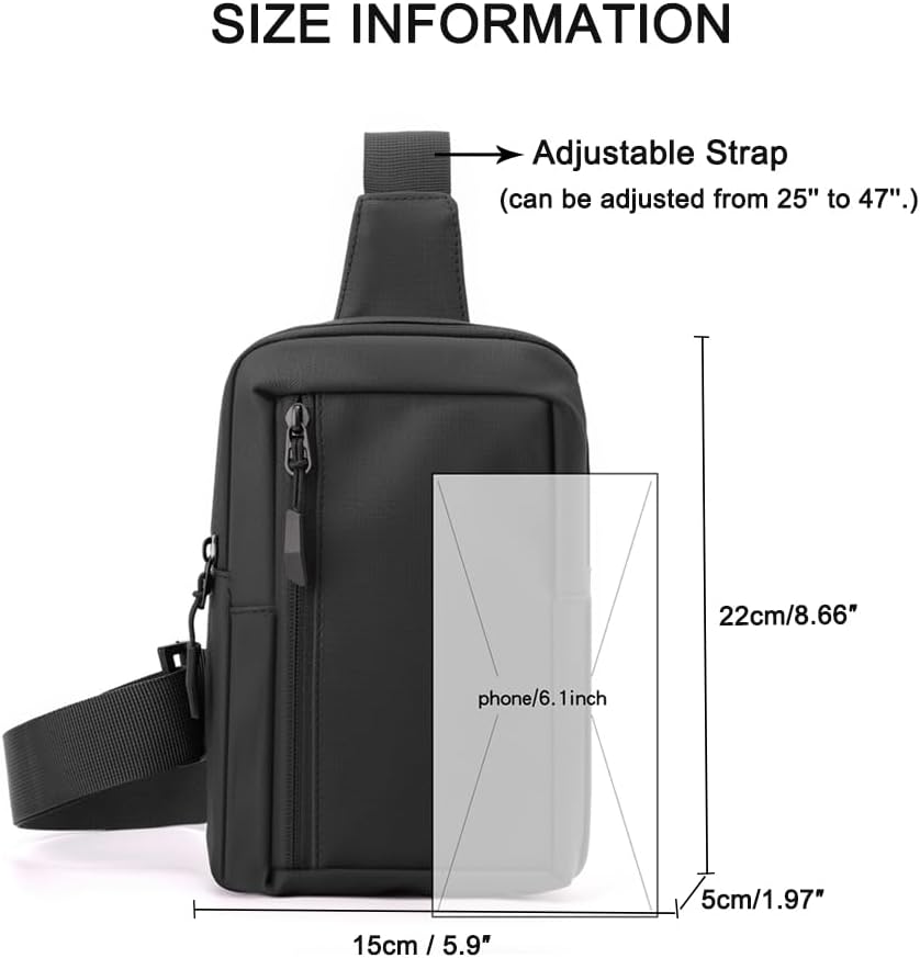 Skiennix Crossbody Bag - Trendy Black Sling Fanny Pack for Men & Women | Perfect for Workout & Running