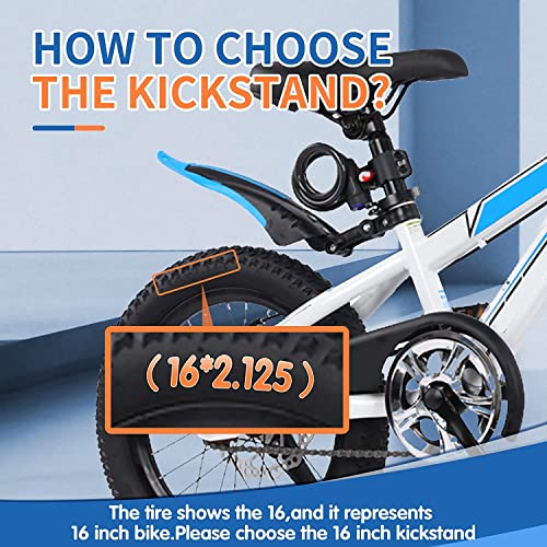 Kids Bike Kickstand for 16-20 Inch Bicycles Adjustable Aluminum Support Black