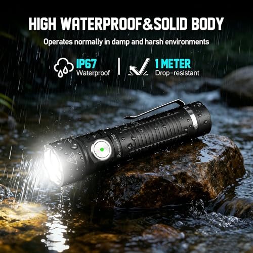 High Lumens Tactical LED Flashlight 5000LM with 7 Modes & USB-C Rechargeable