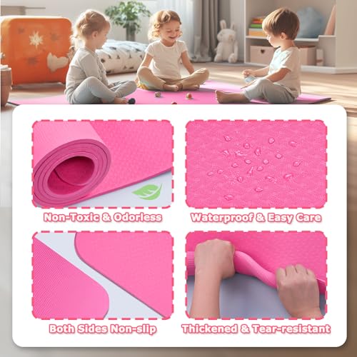 Sportsroyals Pink Adjustable Gymnastics Bar for Kids with Mat - Home Training