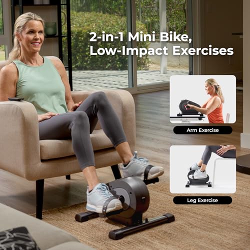 Grey Sunny Health & Fitness Motorized 2-in-1 Pedal Exerciser for Low-Impact Cardio & Rehab