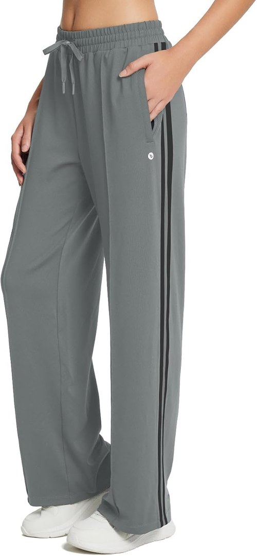 Baleaf Women's Athletic Track Pants - Straight Leg Sweatpants with Zipper Pockets | Loose Fit Jogging Style