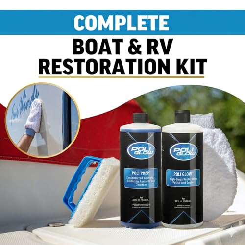 Poli Glow Boat & RV Fiberglass Restoration Kit 4-in-1 Gelcoat Repair & Shine