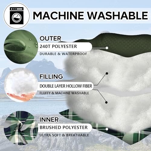 32F Olive Waterproof Sleeping Bag for Adults - 3-4 Season, Right Zip, Machine Washable, Compression Sack