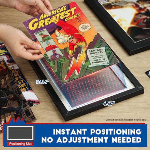 Comic Book Frame 1 Pack - Premium Wooden Display Case for 6.67"x10.16" Comics - Wall Mount or Tabletop