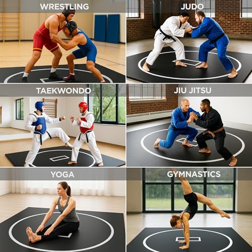 ZivPlay 10x10 Feet Home Wrestling Mat - MMA, Jiu Jitsu, Judo, Grappling, Thick Non-Slip Surface