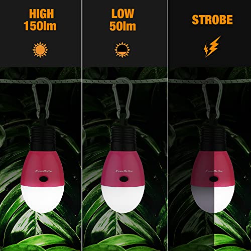 EverBrite Pink Rechargeable Camping Light with 3 Modes & Memory Function - Portable Tent Lantern