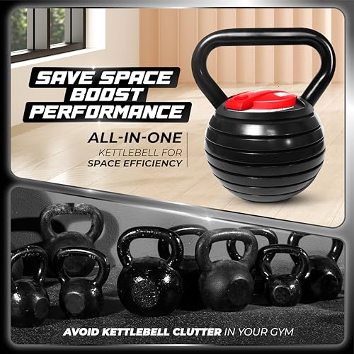 Yes4All Adjustable Kettlebell Set 40 lbs for Strength Training, Cast Iron, Easy Switch