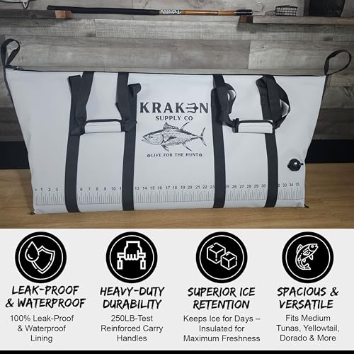 48x24 Insulated Fish Kill Bag Leak Proof Cooler for Offshore & Inshore Fishing