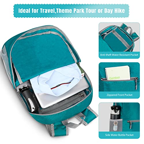 20L Foldable Hiking Backpack - Small Travel Day Pack in C-lake Green