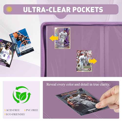 Trading Card Binder 9-Pocket Organizer with 360 Capacity - Purple