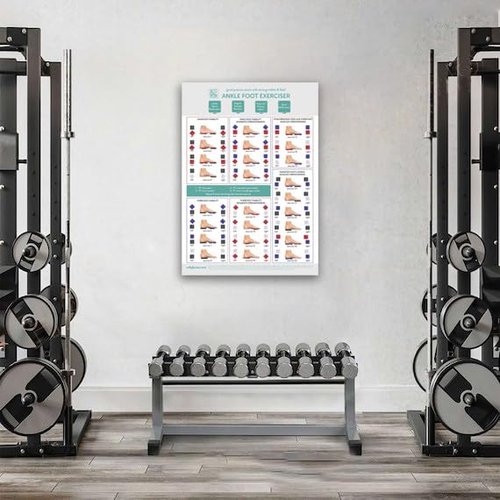 Ankle Foot Exerciser™ Workout Posters for Home - Strength Training Routine for Sprained Ankle - Plantar Fasciitis Stretcher, Ankle stabilizer, Foot Strengthener, Posture Corrector