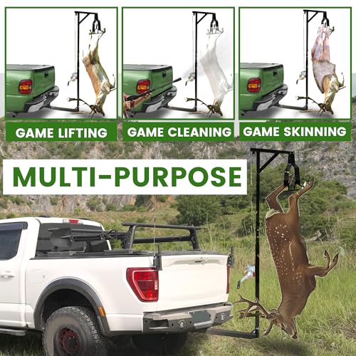 ECOTRIC 78-Inch Deer Hoist with 600lb Capacity for Truck Hitch