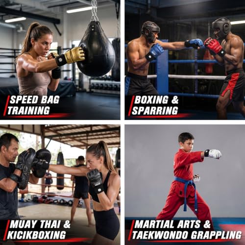 FitsT4 Sports MMA Boxing Gloves Half Mitts for Women Men Kids Red X-Small